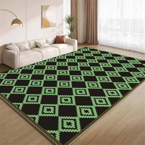 POKXAEU Modernes Schwarzgrün Teppich Grünes Geometrisches Gitter Wohnzimmer-Schlafzimmer-Teppich rutschfest Überwurfmatten waschbar Bodendekoration Matte für den Innenbereich Flur 90x150cm POKXAEU Modernes Schwarzgrün Teppich Grünes Geometrisches Gitter Wohnzimmer-Schlafzimmer-Teppich rutschfest Überwurfmatten waschbar Bodendekoration Matte für den Innenbereich Flur 90x150cm von POKXAEU