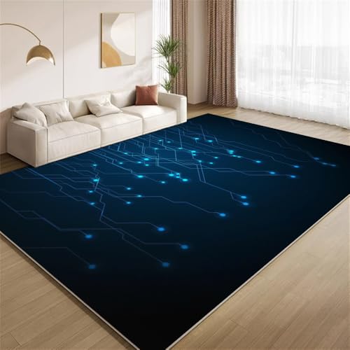POKXAEU Neonblaue Linien Teppich Funky Modern Blau Innenbereich Teppich weiche Kunstwolle rutschfest waschbar Akzentteppich für Wohnzimmer Haustür Flur Dekoration 90x120cm POKXAEU Neonblaue Linien Teppich Funky Modern Blau Innenbereich Teppich weiche Kunstwolle rutschfest waschbar Akzentteppich für Wohnzimmer Haustür Flur Dekoration 90x120cm von POKXAEU