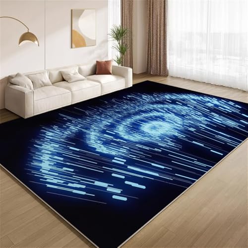 POKXAEU Neonblaue Streifen Teppich Modernes Blau-Schwarz Waschbarer Wohnzimmer-Schlafzimmer-Teppich weich rutschfest Kurzflor Matte für Bauernhaus Zuhause Boden Flur 120x150cm POKXAEU Neonblaue Streifen Teppich Modernes Blau-Schwarz Waschbarer Wohnzimmer-Schlafzimmer-Teppich weich rutschfest Kurzflor Matte für Bauernhaus Zuhause Boden Flur 120x150cm von POKXAEU