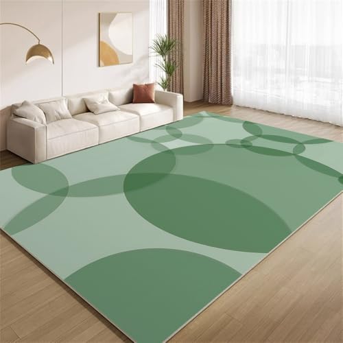 POKXAEU Ombre Grüner Kreis Teppich Kreatives Design Kurzflor-Teppich aus Kunstwolle waschbar rutschfest pflegeleicht für Wohnzimmer Schlafzimmer Kinderzimmer Büro Flur 180x240cm von POKXAEU