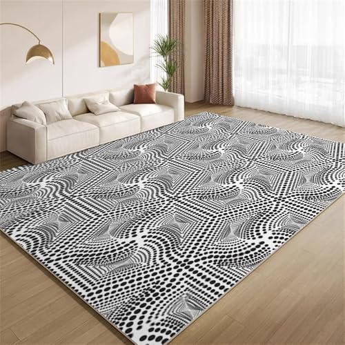 POKXAEU Optische Täuschungen Teppich Psychedelisches Schwarz-Punkte-Muster Waschbarer Wohnzimmer-Schlafzimmer-Teppich weich rutschfest Kurzflor Matte für Bauernhaus Zuhause Boden Flur 120x150cm POKXAEU Optische Täuschungen Teppich Psychedelisches Schwarz-Punkte-Muster Waschbarer Wohnzimmer-Schlafzimmer-Teppich weich rutschfest Kurzflor Matte für Bauernhaus Zuhause Boden Flur 120x150cm von POKXAEU