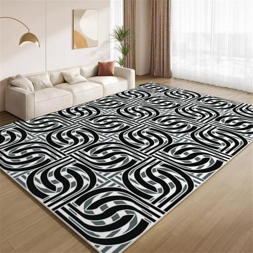 POKXAEU Optische Täuschungen Teppich Schwarz-Weiße Geometrische Streifen Waschbarer Wohnzimmer-Schlafzimmer-Teppich weich rutschfest Kurzflor Matte für Bauernhaus Zuhause Boden Flur 120x150cm POKXAEU Optische Täuschungen Teppich Schwarz-Weiße Geometrische Streifen Waschbarer Wohnzimmer-Schlafzimmer-Teppich weich rutschfest Kurzflor Matte für Bauernhaus Zuhause Boden Flur 120x150cm von POKXAEU