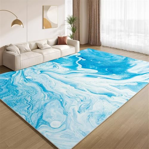 POKXAEU Ozeanblau-Weiß Teppich Abstrakter Fließender Marmor Eingangsbereich-Teppich rutschfest Fußmatte weich waschbar Bodenteppich für Wohnzimmer Innenbereich Flur Matten 60x90cm POKXAEU Ozeanblau-Weiß Teppich Abstrakter Fließender Marmor Eingangsbereich-Teppich rutschfest Fußmatte weich waschbar Bodenteppich für Wohnzimmer Innenbereich Flur Matten 60x90cm von POKXAEU