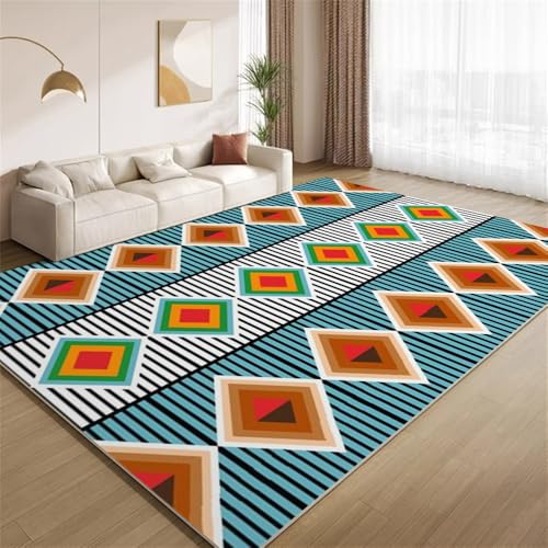 POKXAEU Retro-Blaubraun Teppich Geometrische Schwarze Streifen Rutschfester Bodendekor-Teppich weicher Kurzflor-Akzentteppich für Innenräume Wohnzimmer Schlafzimmer Spielzimmer Foyer 150x240cm POKXAEU Retro-Blaubraun Teppich Geometrische Schwarze Streifen Rutschfester Bodendekor-Teppich weicher Kurzflor-Akzentteppich für Innenräume Wohnzimmer Schlafzimmer Spielzimmer Foyer 150x240cm von POKXAEU