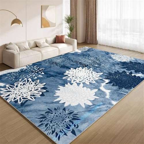 POKXAEU Retro-Blaue Blumen Teppich Ombré-Ozeanblau Waschbare Teppiche für Wohnzimmer weiche Schlafzimmerteppiche Rutschfester Akzentteppich für Büro Kinderzimmer Dekor 120x180cm POKXAEU Retro-Blaue Blumen Teppich Ombré-Ozeanblau Waschbare Teppiche für Wohnzimmer weiche Schlafzimmerteppiche Rutschfester Akzentteppich für Büro Kinderzimmer Dekor 120x180cm von POKXAEU