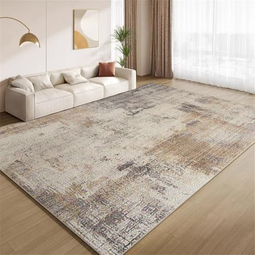 POKXAEU Retro-Erdbraun Teppich Abstrakt Ombre Erdfarben Innenbereich Teppich weiche Kunstwolle rutschfest waschbar Akzentteppich für Wohnzimmer Haustür Flur Dekoration 90x120cm von POKXAEU