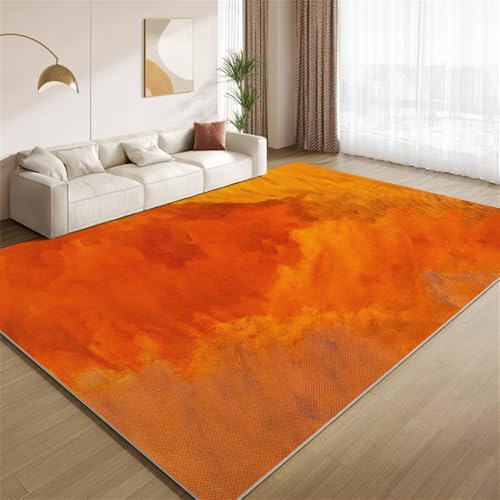 POKXAEU Retro-Gebranntes Orange Teppich Ombre-Orange-Braun Eingangsbereich-Teppich rutschfest Fußmatte weich waschbar Bodenteppich für Wohnzimmer Innenbereich Flur Matten 60x90cm von POKXAEU
