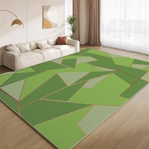 POKXAEU Retro-Grün Mit Geometrischen Mustern Teppich Unregelmäßige Spleißkunst Eingangsbereich-Teppich rutschfest Fußmatte weich waschbar Bodenteppich für Wohnzimmer Innenbereich Flur Matten 60x90cm von POKXAEU