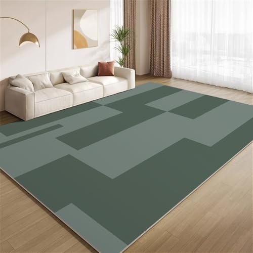 POKXAEU Retro-Grüngrau Teppich Minimalistisches Geometrisches Design Eingangsbereich-Teppich rutschfest Fußmatte weich waschbar Bodenteppich für Wohnzimmer Innenbereich Flur Matten 60x90cm von POKXAEU