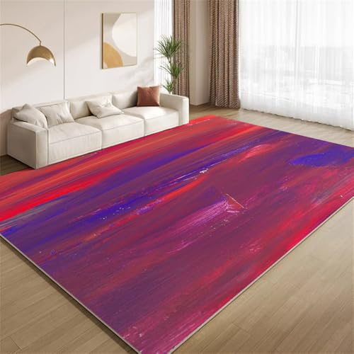 POKXAEU Retro-Rotblau Teppich Vintage-Pinsel Innenbereich Teppich weiche Kunstwolle rutschfest waschbar Akzentteppich für Wohnzimmer Haustür Flur Dekoration 90x120cm von POKXAEU