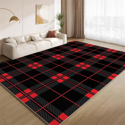 POKXAEU Retro-Rotschwarz Teppich Vintage-Tartan Maschinenwaschbare Teppiche für Wohnzimmer weich rutschfest Teppich für Schlafzimmer Kinderzimmer Klassenzimmer Büro 150x210cm POKXAEU Retro-Rotschwarz Teppich Vintage-Tartan Maschinenwaschbare Teppiche für Wohnzimmer weich rutschfest Teppich für Schlafzimmer Kinderzimmer Klassenzimmer Büro 150x210cm von POKXAEU