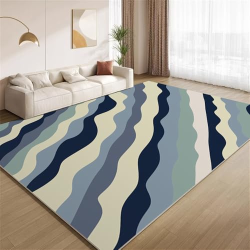 POKXAEU Retro-Wellenstreifen Teppich Abstraktes Blau-Grau Eingangsbereich-Teppich rutschfest Fußmatte weich waschbar Bodenteppich für Wohnzimmer Innenbereich Flur Matten 60x90cm POKXAEU Retro-Wellenstreifen Teppich Abstraktes Blau-Grau Eingangsbereich-Teppich rutschfest Fußmatte weich waschbar Bodenteppich für Wohnzimmer Innenbereich Flur Matten 60x90cm von POKXAEU