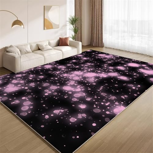 POKXAEU Rosa Neonfarbe Teppich Retro-Schwarz-Rosa Eingangsbereich-Teppich rutschfest Fußmatte weich waschbar Bodenteppich für Wohnzimmer Innenbereich Flur Matten 60x90cm von POKXAEU
