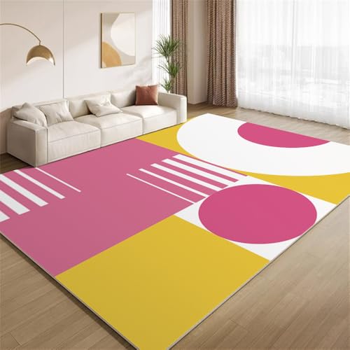 POKXAEU Rosa-Rot-Gelb Teppich Moderne Minimalistische Kunst Waschbarer Wohnzimmer-Schlafzimmer-Teppich weich rutschfest Kurzflor Matte für Bauernhaus Zuhause Boden Flur 120x150cm POKXAEU Rosa-Rot-Gelb Teppich Moderne Minimalistische Kunst Waschbarer Wohnzimmer-Schlafzimmer-Teppich weich rutschfest Kurzflor Matte für Bauernhaus Zuhause Boden Flur 120x150cm von POKXAEU
