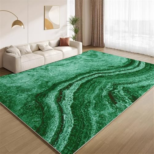 POKXAEU Smaragd Marmor Teppich Funky Grüner Marmor Eingangsbereich-Teppich rutschfest Fußmatte weich waschbar Bodenteppich für Wohnzimmer Innenbereich Flur Matten 60x90cm von POKXAEU