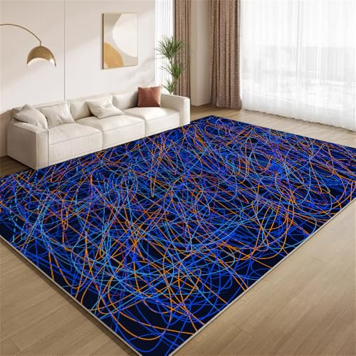 POKXAEU Unordentliche Bunte Linien Teppich Retro-Spielhalle In Mehreren Farben Eingangsbereich-Teppich rutschfest Fußmatte weich waschbar Bodenteppich für Wohnzimmer Innenbereich Flur Matten 60x90cm von POKXAEU