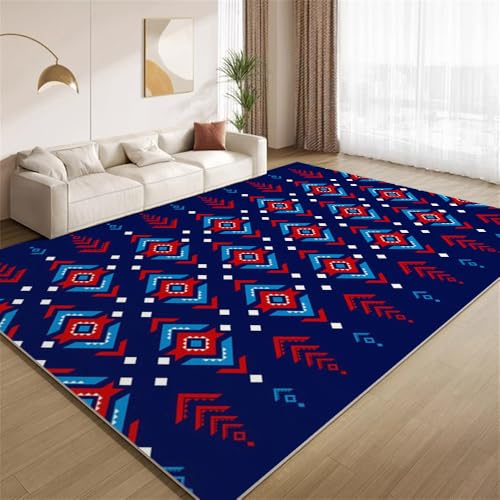POKXAEU Vintage-Blau-Tribal Teppich Retro Rot-Blau Maschinenwaschbare Teppiche für Wohnzimmer weich rutschfest Teppich für Schlafzimmer Kinderzimmer Klassenzimmer Büro 150x210cm POKXAEU Vintage-Blau-Tribal Teppich Retro Rot-Blau Maschinenwaschbare Teppiche für Wohnzimmer weich rutschfest Teppich für Schlafzimmer Kinderzimmer Klassenzimmer Büro 150x210cm von POKXAEU