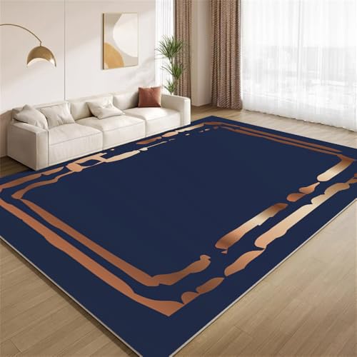 POKXAEU Vintage Blaugold Teppich Retro-Goldrand Waschbarer Wohnzimmer-Schlafzimmer-Teppich weich rutschfest Kurzflor Matte für Bauernhaus Zuhause Boden Flur 120x150cm POKXAEU Vintage Blaugold Teppich Retro-Goldrand Waschbarer Wohnzimmer-Schlafzimmer-Teppich weich rutschfest Kurzflor Matte für Bauernhaus Zuhause Boden Flur 120x150cm von POKXAEU