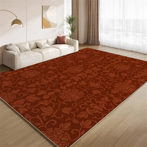 POKXAEU Vintage-Orientalische Blumen Teppich Retro-Blumendruck Eingangsbereich-Teppich rutschfest Fußmatte weich waschbar Bodenteppich für Wohnzimmer Innenbereich Flur Matten 60x90cm von POKXAEU