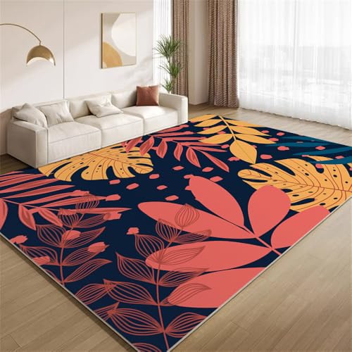 POKXAEU Vintage Tropische Pflanzen Teppich Blau-Rot-Gelb Waschbarer Wohnzimmer-Schlafzimmer-Teppich weich rutschfest Kurzflor Matte für Bauernhaus Zuhause Boden Flur 120x150cm POKXAEU Vintage Tropische Pflanzen Teppich Blau-Rot-Gelb Waschbarer Wohnzimmer-Schlafzimmer-Teppich weich rutschfest Kurzflor Matte für Bauernhaus Zuhause Boden Flur 120x150cm von POKXAEU