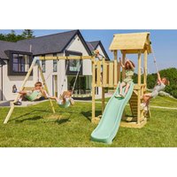 OutdoorToys Spielturm mit Wellenrutsche und 2x Kinder-Schaukel Outdoor Klettergerüst Garten mit Plattform Kletterseil und Kletterleiter, Ausführung: OutdoorToys Spielturm mit Wellenrutsche und 2x Kinder-Schaukel Outdoor Klettergerüst Garten mit Plattform Kletterseil und Kletterleiter, Ausführung: von POLARPLAY