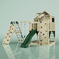 Polarplay - polar play Outdoor Spielturm mit Wellenrutsche, Spielhaus aus Holz mit Kinderschaukel Kletterwand Kletternetz, Ausführung: Kinderschaukel von POLARPLAY