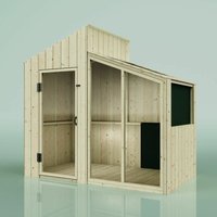 Spielhaus aus Massiv-Holz mit Acryl-Glas, Outdoor Kinderspielhaus Garten - Naturbelassen - Polarplay von POLARPLAY