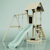 Rebo Spielturm mit Wellenrutsche und Kinder-Schaukel Outdoor Klettergerüst Garten Kletterseil und Kletterleiter, Ausführung: Babyschaukel, Farbe: von POLARPLAY