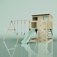 Spielturm Nils aus Holz in Grün, - Grün - Polarplay von POLARPLAY