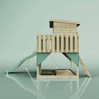 Spielturm Nils aus Holz in GrünBabyschaukel - Polarplay von POLARPLAY