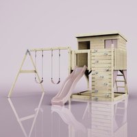 Spielturm Nils aus Holz in Rosa, - Rosa - Polarplay von POLARPLAY
