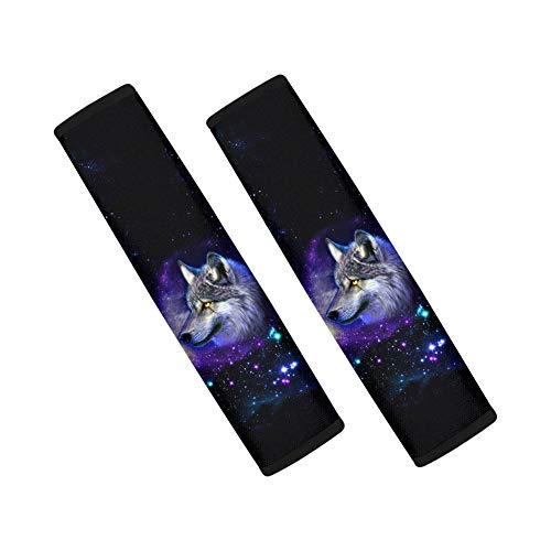 POLERO Galaxy Wolf Auto Sicherheitsgurt Abdeckungen für Männer Frauen Wölfe Auto Sicherheitsgurt Pads 2pcs von POLERO