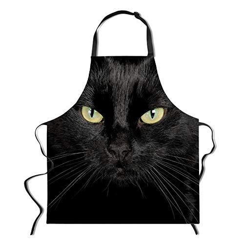 POLERO Küchenschürze Schwarz Katze Design Schürze für Damen Herren Schürzen Verstellbare Hals Schürze zum Kochen Backen Partys von POLERO