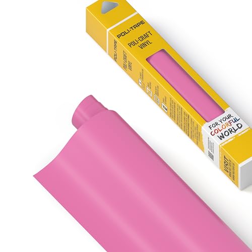 POLI-CRAFT Vinyl Klebefolie (PERMANENT) - selbstklebende Plotterfolie für DIY-Projekte, Mittelpink matt, 30,5 cm x 183 cm von POLI-TAPE