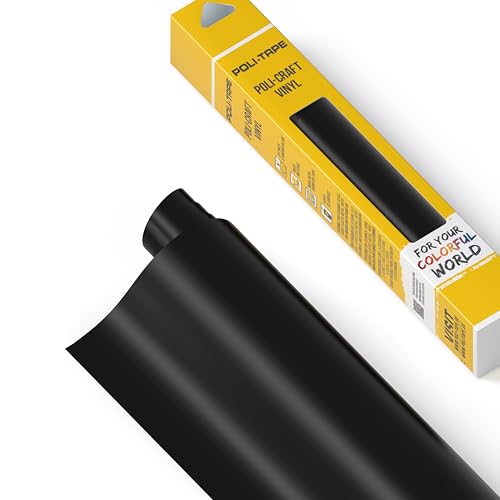 POLI-CRAFT Vinyl Klebefolie (REMOVABLE) - selbstklebende Plotterfolie für DIY-Projekte, Schwarz matt, 30,5 cm x 183 cm von POLI-TAPE