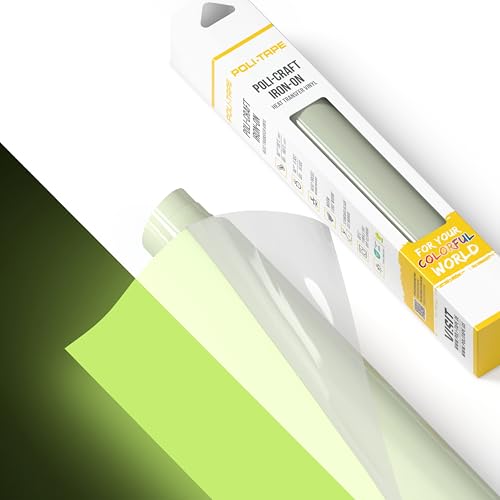 POLI-FLEX® LUMINOUS Transferfolie für Textilien – Glow in the Dark Effektfolie zum Aufbügeln, Plotterfolie für DIY Shirts, Weiß, 30,5 cm x 61 cm von POLI-TAPE