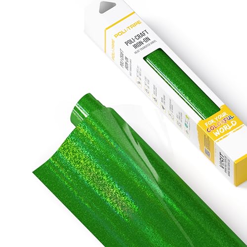 POLI-FLEX® STARFLEX Transferfolie für Textilien – Holographische Effektfolie zum Aufbügeln, Plotterfolie für DIY Shirts, Grün, 30,5 cm x 61 cm von POLI-TAPE
