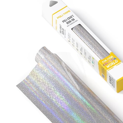 POLI-FLEX® STARFLEX Transferfolie für Textilien – Holographische Effektfolie zum Aufbügeln, Plotterfolie für DIY Shirts, Silber, 30,5 cm x 61 cm von POLI-TAPE