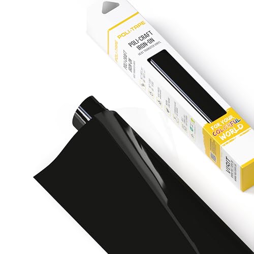 POLI-FLEX® TURBO® - Transferfolie für Textilien - Flexfolie zum Aufbügeln, Plotterfolie für DIY Shirts, Schwarz matt, 30,5 cm x 305 cm (VORRATSPACK) von POLI-TAPE
