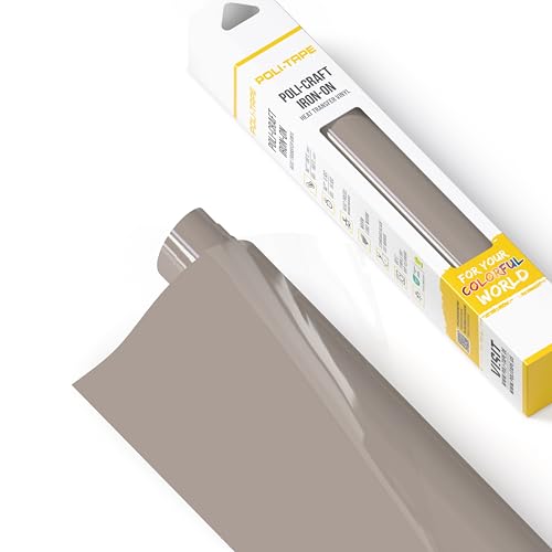 POLI-FLEX® TURBO® - Transferfolie für Textilien - Flexfolie zum Aufbügeln, Plotterfolie für DIY Shirts, Taupe matt (NEU), 30,5 cm x 122 cm von POLI-TAPE