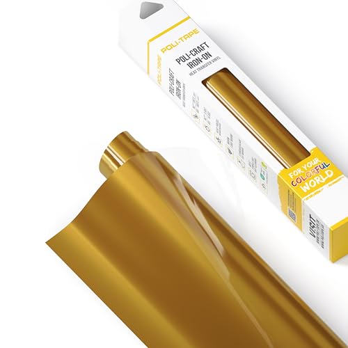 POLI-FLEX® TURBO® - Transferfolie für Textilien - Flexfolie zum Aufbügeln, Plotterfolie für DIY Shirts, Bright Gold matt, 30,5 cm x 122 cm von POLI-TAPE