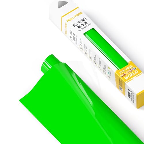 POLI-FLEX® TURBO® - Transferfolie für Textilien - Flexfolie zum Aufbügeln, Plotterfolie für DIY Shirts, Neon Grün matt, 30,5 cm x 122 cm von POLI-TAPE