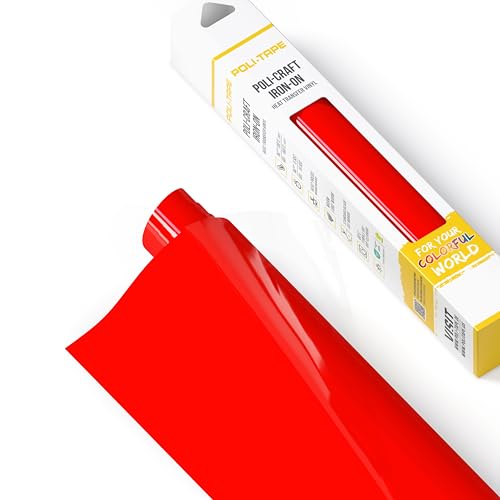 POLI-FLEX® TURBO® - Transferfolie für Textilien - Flexfolie zum Aufbügeln, Plotterfolie für DIY Shirts, Neon Rot matt, 30,5 cm x 122 cm von POLI-TAPE
