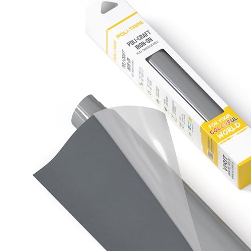 POLI-TAPE TUBITHERM® FLOCK Transferfolie mit samtartiger Oberfläche für Textilien – Flockfolie zum Aufbügeln, Plotterfolie für DIY Shirts, Anthrazit, 30,5 cm x 61 cm von POLI-TAPE