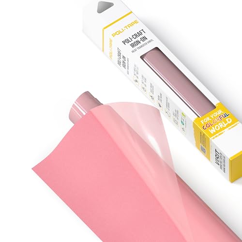 POLI-TAPE TUBITHERM® FLOCK Transferfolie mit samtartiger Oberfläche für Textilien – Flockfolie zum Aufbügeln, Plotterfolie für DIY Shirts, Helles Rose, 30,5 cm x 61 cm von POLI-TAPE