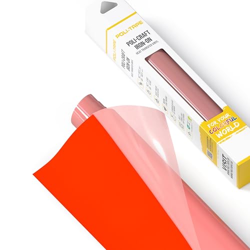 POLI-TAPE TUBITHERM® FLOCK Transferfolie mit samtartiger Oberfläche für Textilien – Flockfolie zum Aufbügeln, Plotterfolie für DIY Shirts, Neon Orange, 30,5 cm x 61 cm von POLI-TAPE