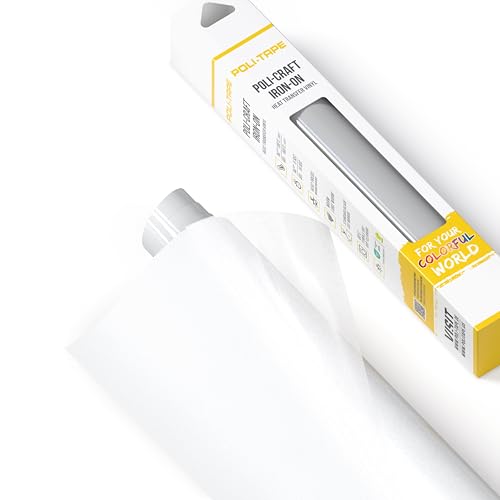 POLI-TAPE TUBITHERM® FLOCK Transferfolie mit samtartiger Oberfläche für Textilien – Flockfolie zum Aufbügeln, Plotterfolie für DIY Shirts, Weiß, 30,5 cm x 61 cm von POLI-TAPE