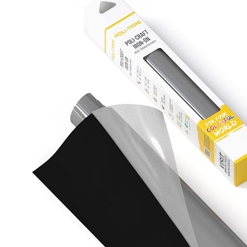 POLI-TAPE TUBITHERM® FLOCK Transferfolie mit samtartiger Oberfläche für Textilien – Flockfolie zum Aufbügeln, Plotterfolie für DIY Shirts, Schwarz, 30,5 cm x 61 cm von POLI-TAPE