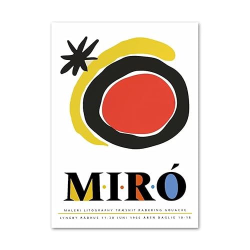 Joan Miro Moderne Poster und Drucke Abstrakte Wandkunst Runde Farbe Leinwand Malerei Ausstellungsbilder für Wohnzimmer Dekor 50x70cmx1 Kein Rahmen von POLICK