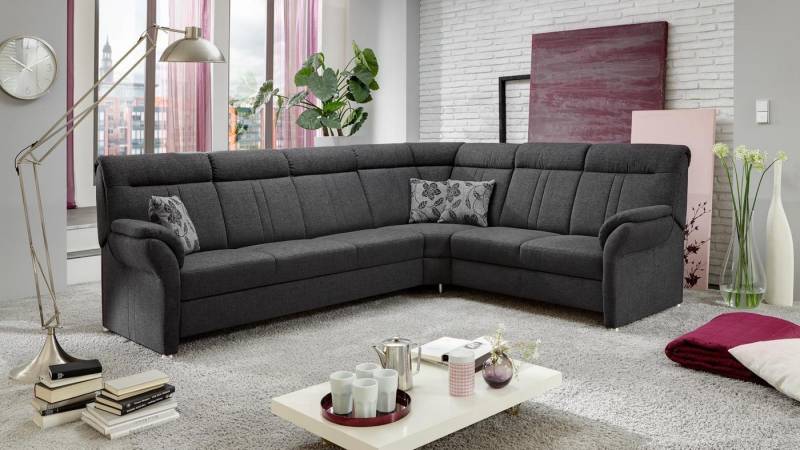 POLIPOL Ecksofa Ecksofa Macao Stoff anthrazit mit Federkern 306x248, 3 Teile, Super-Bonell-Federkern von POLIPOL